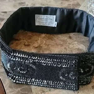 Vintage Christian Dior beaded Art Deco Belt Vintage Christian Dior Rhinestone Metal Basketweave Belt  main image 2
